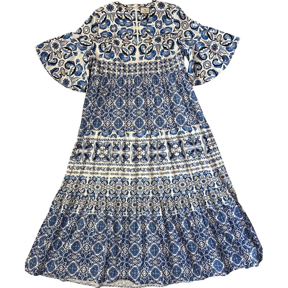 Tuckernuck Plus Majolica Tile Ginger Maxi Dress Size XXL - Picture 6 of 11